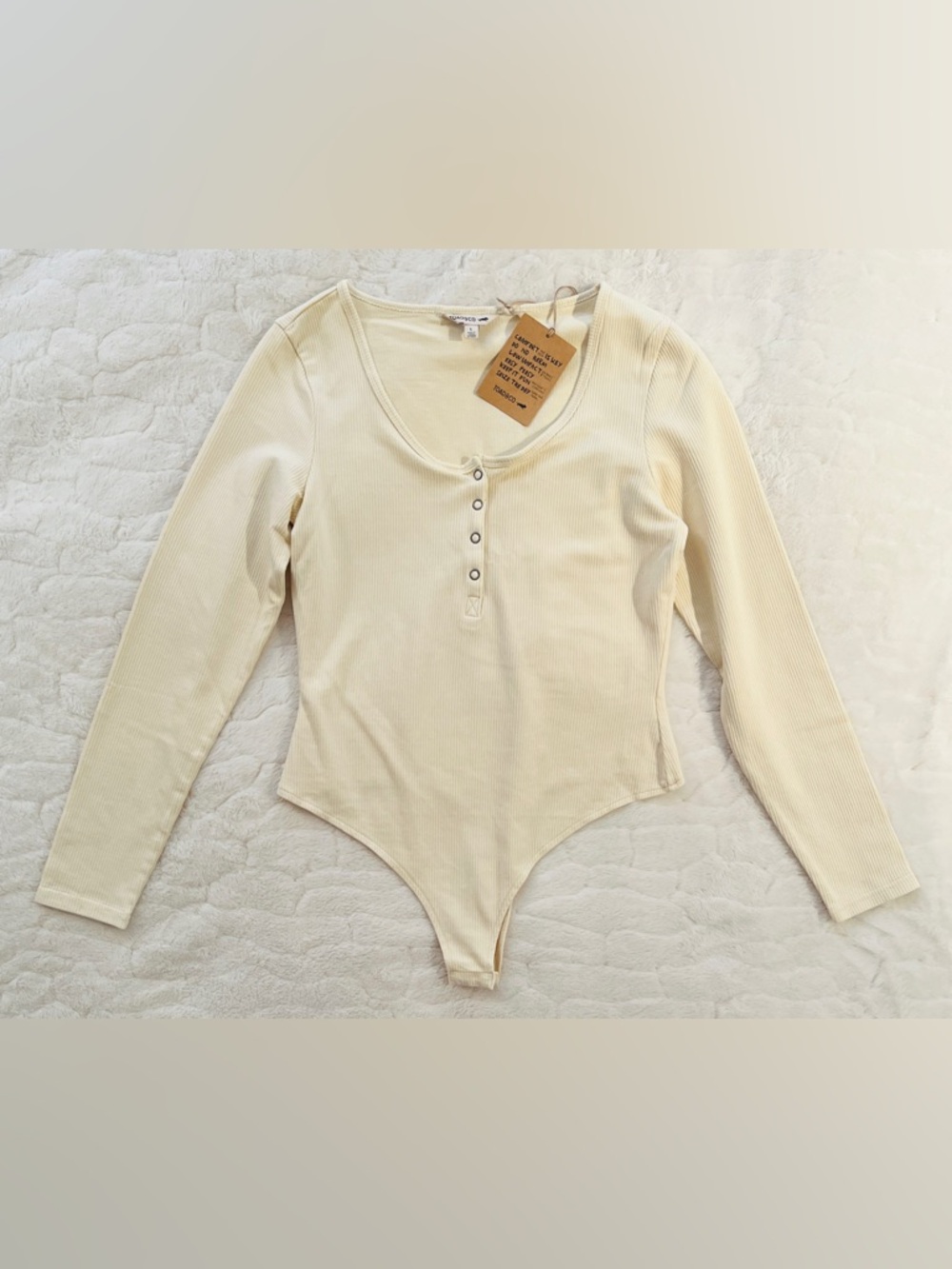 Toad&Co cream ribbed long-sleeve bodysuit size L
